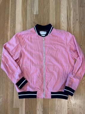 Denim & Flower Pink Jacket with Navy Trim